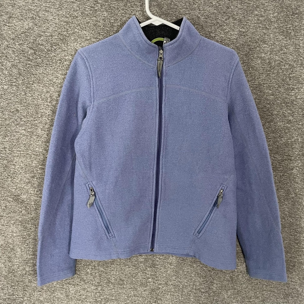 Ibex Jacket Womens Medium Blue Merino Wool Fleece Collared Full Zip Pockets